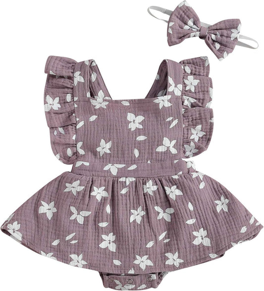 Baby Girl Daisy Romper & Headband – Cute Summer Outfit