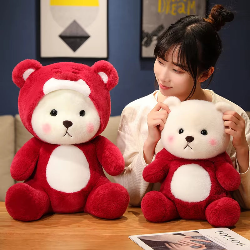 25-65Cm New Cosplay Teddytales Plush Toys Cute Cartoon Strawberry Bear Doll Teddy Bear Stuffed Animal Pillow Kids Birthday Gifts