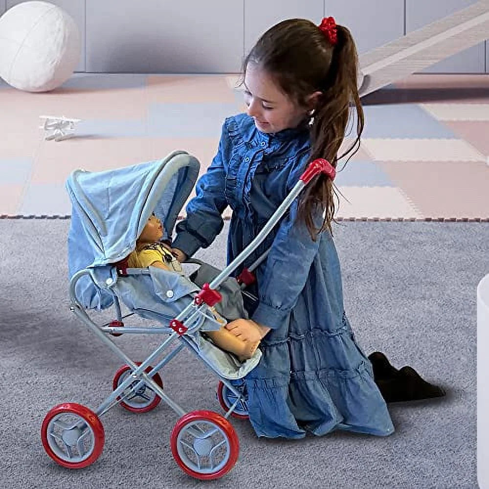3-In-1 Babydoll Stroller, Light Denim