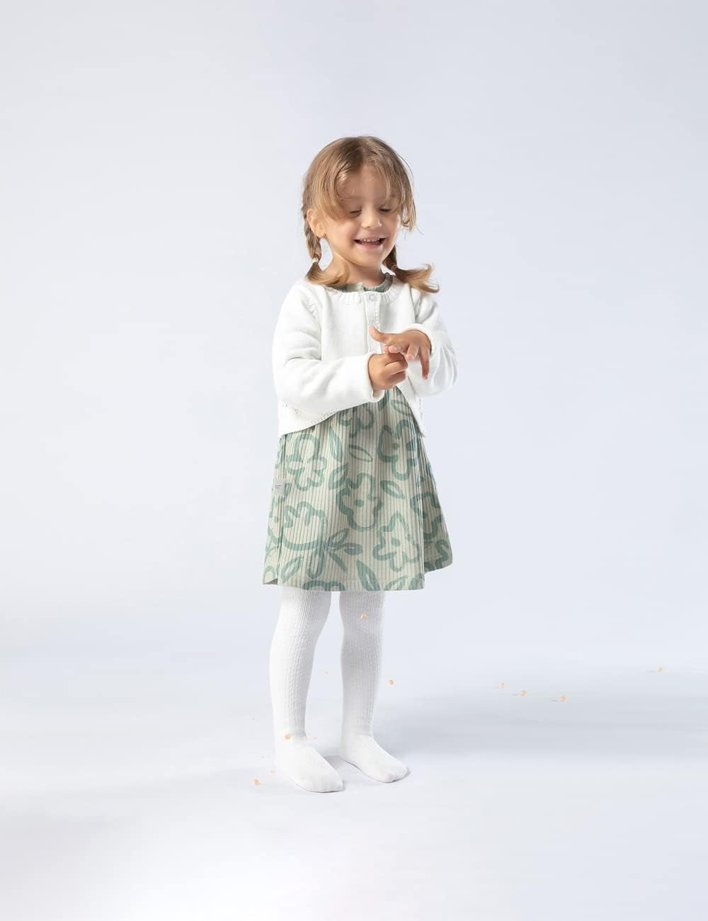 Baby Girls Cable Knitted Tights Infant Full-Footed Seamless Cotton Tights New-Born Girls Seamless Leggings
