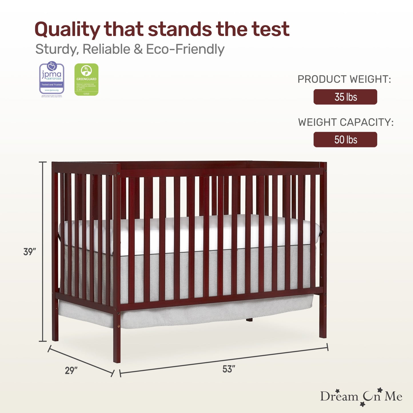 Synergy 5-In-1 Convertible Crib in Cherry, Greenguard Gold Certified