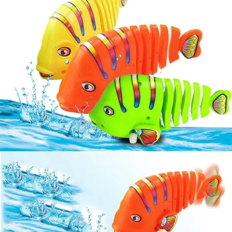 Cartoon Wind-Up Wiggle Fish Clockwork Toys Plastic Swing Fish Pet Cat Toy Funny Shower Toy Decompression Toys for Kids