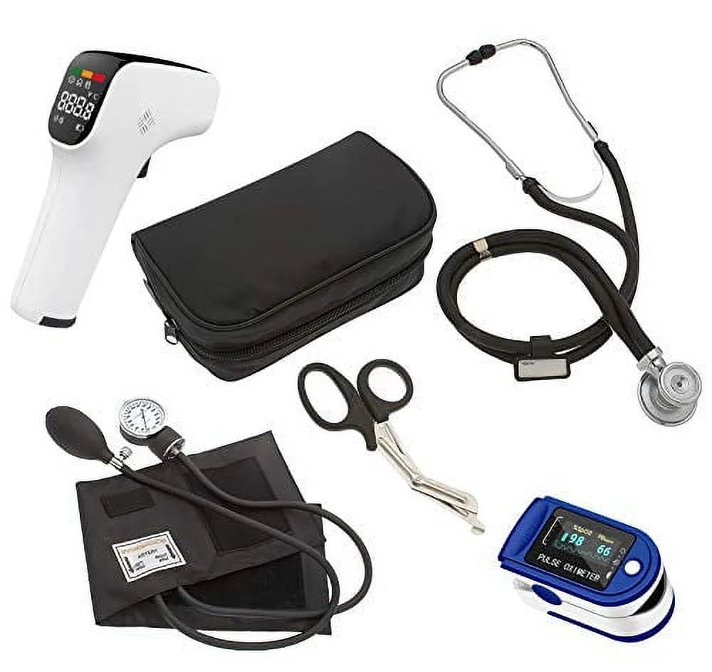Home/Professional Diagnostic Kit, Infared Thermometer, Pulse Heart Rate Monitor, Dual Head Sprague Stethoscope, Blood Pressure Monitor + More