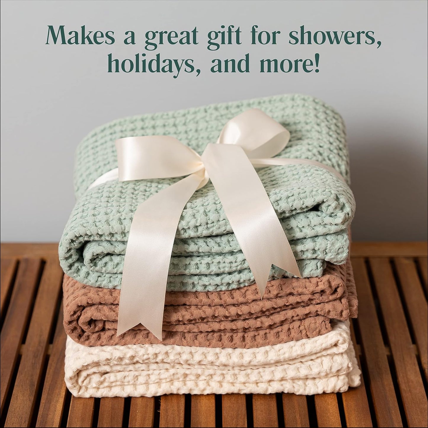 Waffle Baby Blanket Cotton Soft Breathable Swaddle Blanket for Baby Nursery, Stroller & Crib Blanket - Baby Receiving Blankets for Boys & Girls Gender Neutral Toddler Blanket