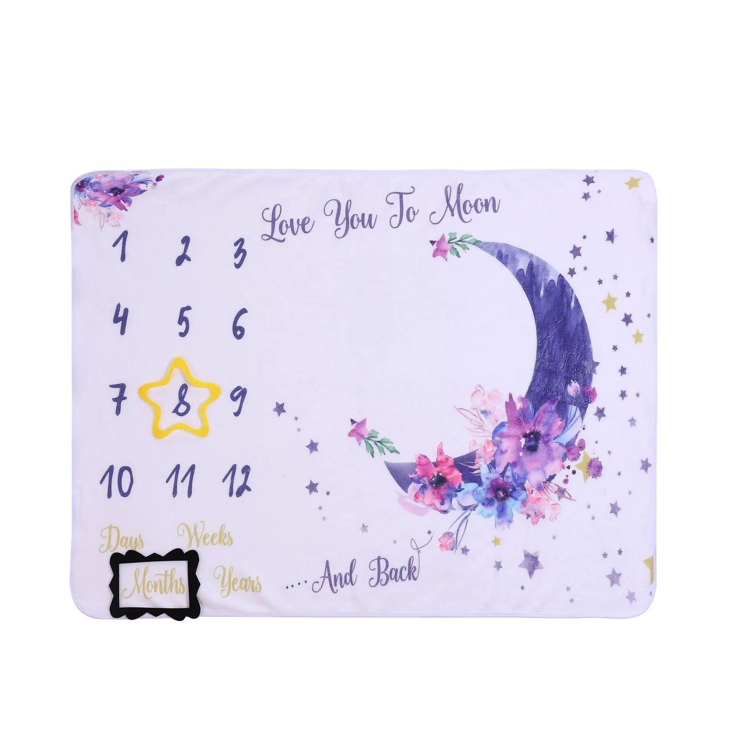 Flannel Baby Milestone Blanket 100*75 CM Baby Monthly Blanket Baby Photography Blanket Props Moon Stars Newborn Photo Prop