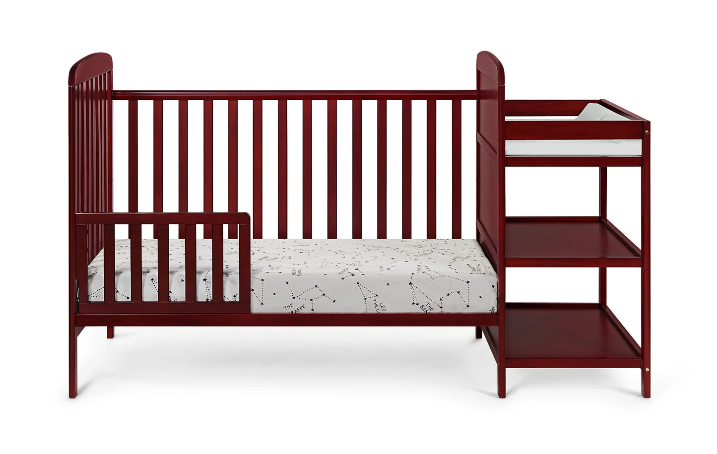 Crib Bedding for Baby, Solid Pine Wood Frame 3-In-Crib and Changing Table Combo, Cribs Can Converts to Toddler Bed or Day Bed, Greenguard Gold Certified, Non-Toxic Finishes, Cherry