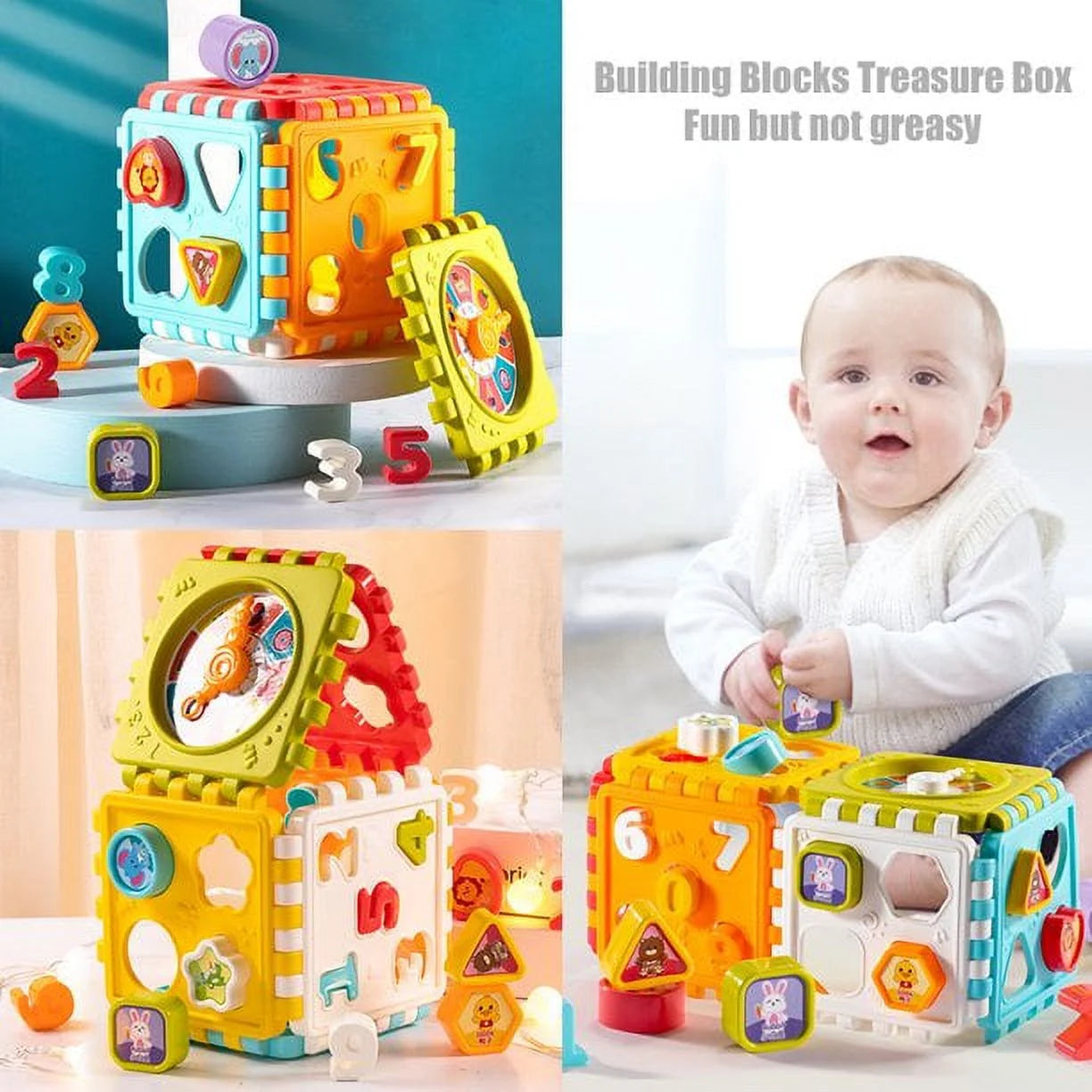 Baby Toy to 18 Months Activity Cube, Busy Learning Activity Cube Toy with Shape Sorter for Toddler