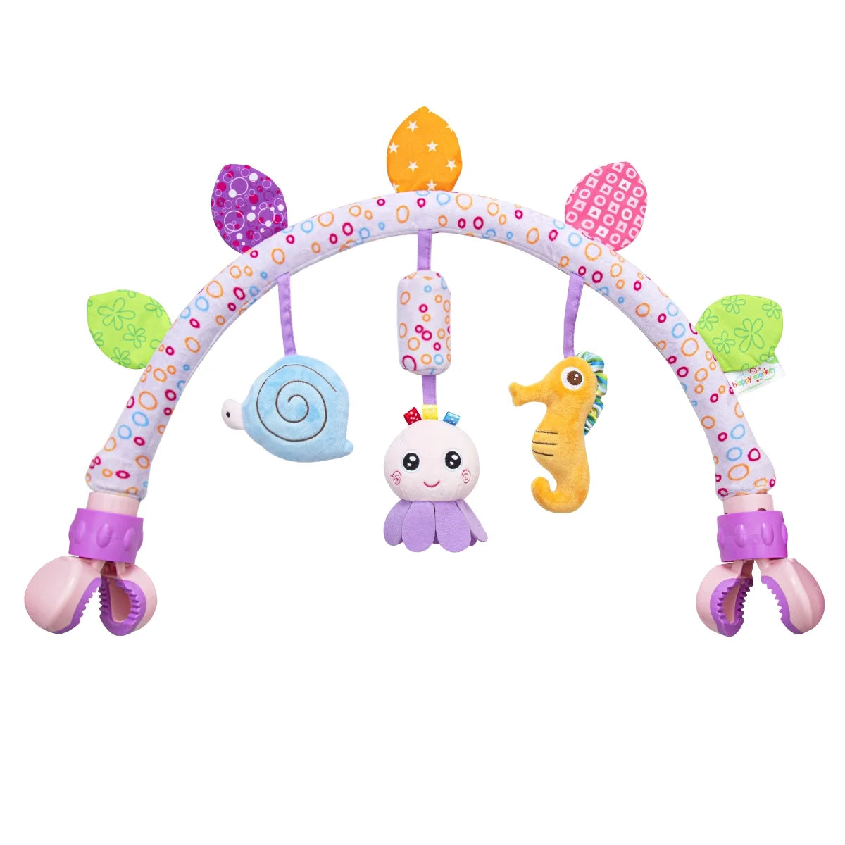 Baby Bassinet and Stroller Toy - Spiral Plush Hanging Toy with Teether for Indoor/Outdoor Use, 0+ Months