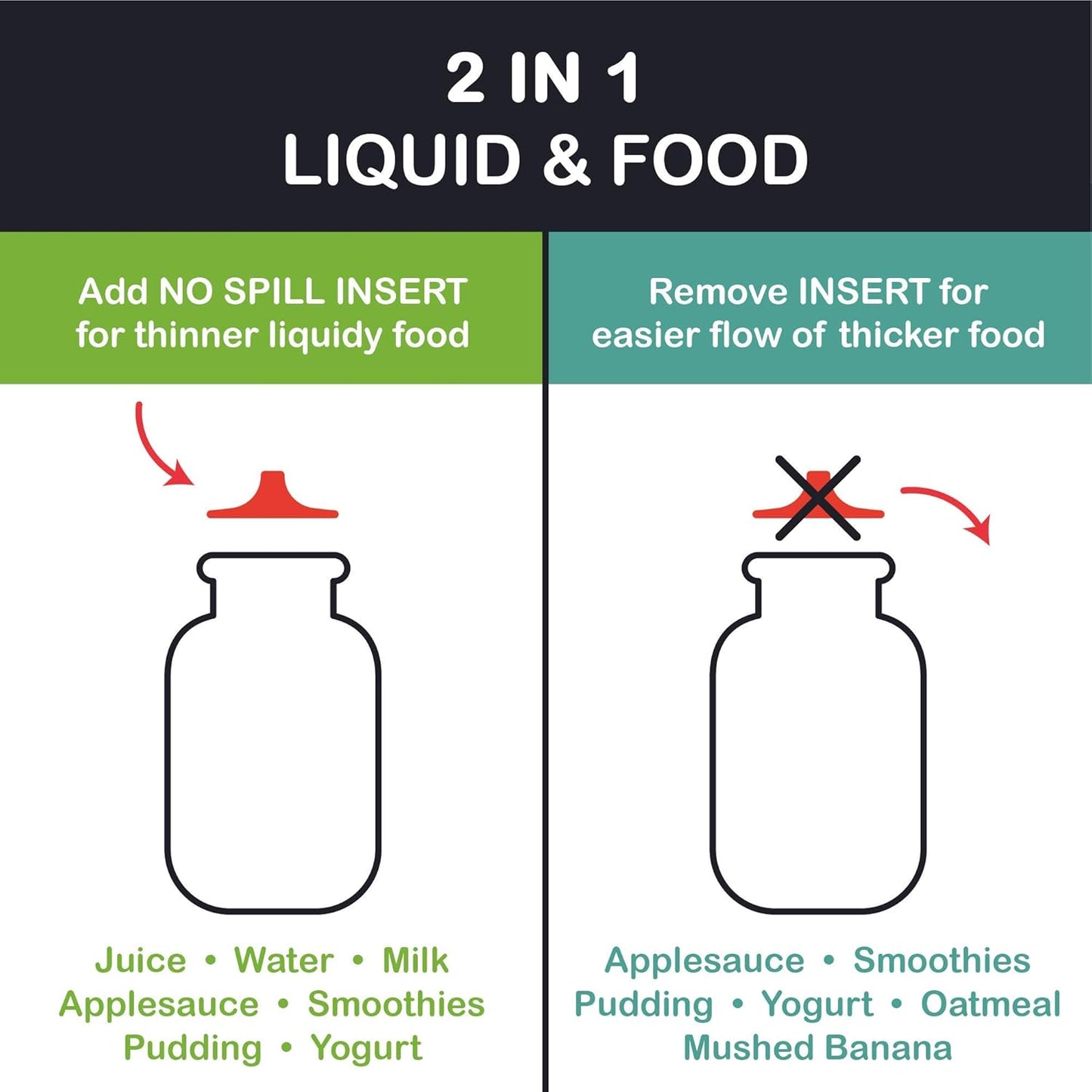Aqua 6 Oz Spill Proof Silicone Reusable Food Pouch - for Both Soft Foods and Liquids - Water, Apple Sauce, Yogurt, Smoothies, Baby Food - Dishwasher Safe