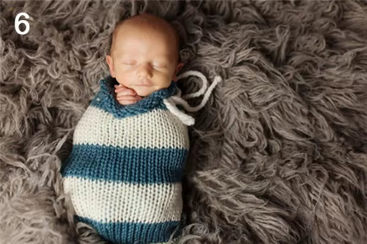 Baby Photography Props Newborn Photography Wraps Handmade Crochet Knitted Sleeping Bag Wool Knitted Bebe Photo Props Accessories