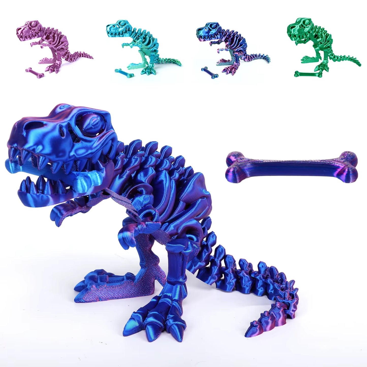 3D Printed Fidget Toy Rotatable Articulated Skeleton Tyrannosaurus Rex Skeleton Dinosaur Model Gift for Kids with for Birthdays