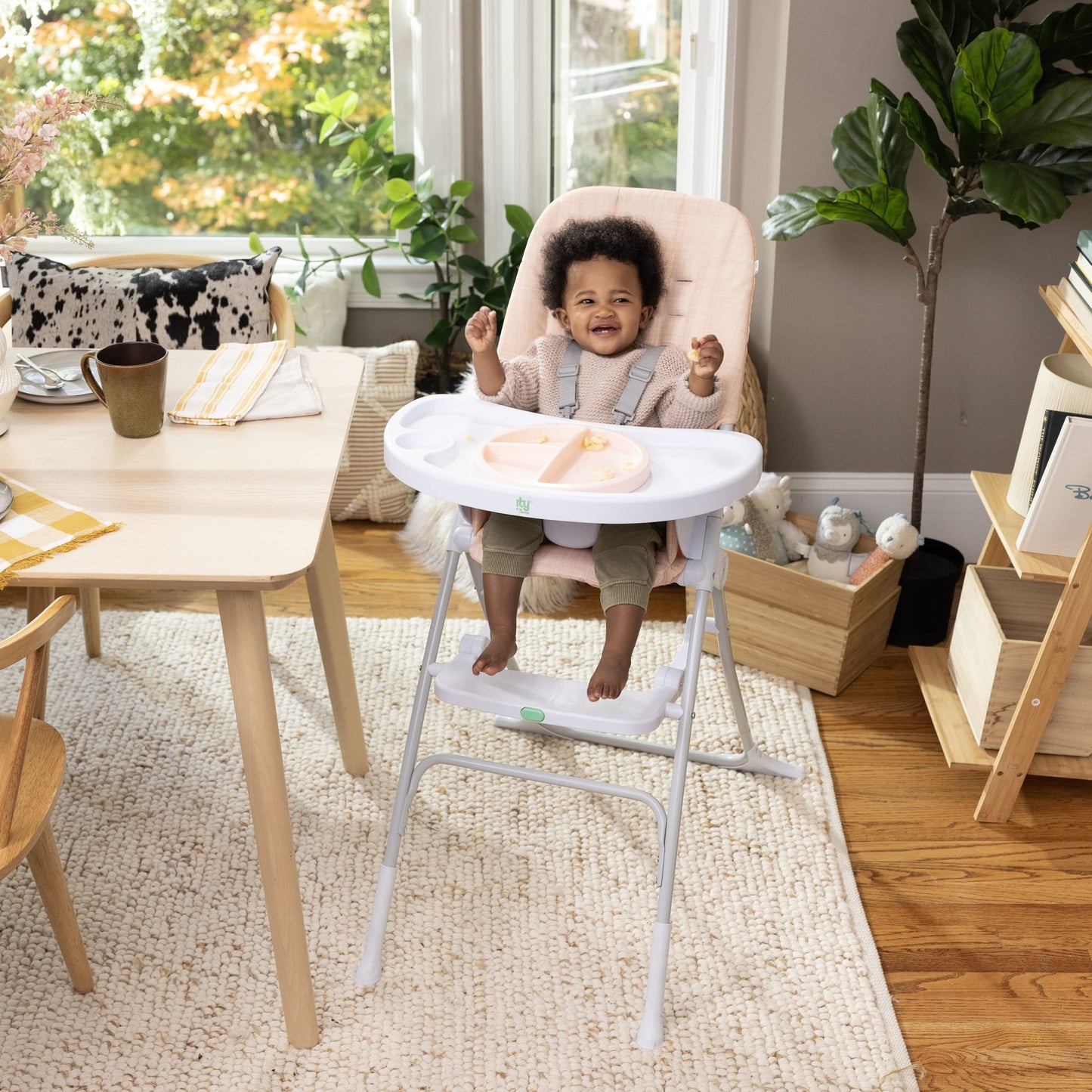 Sun Valley Compact Folding Baby High Chair - for Ages 6 Months and Up, Unisex - Pink