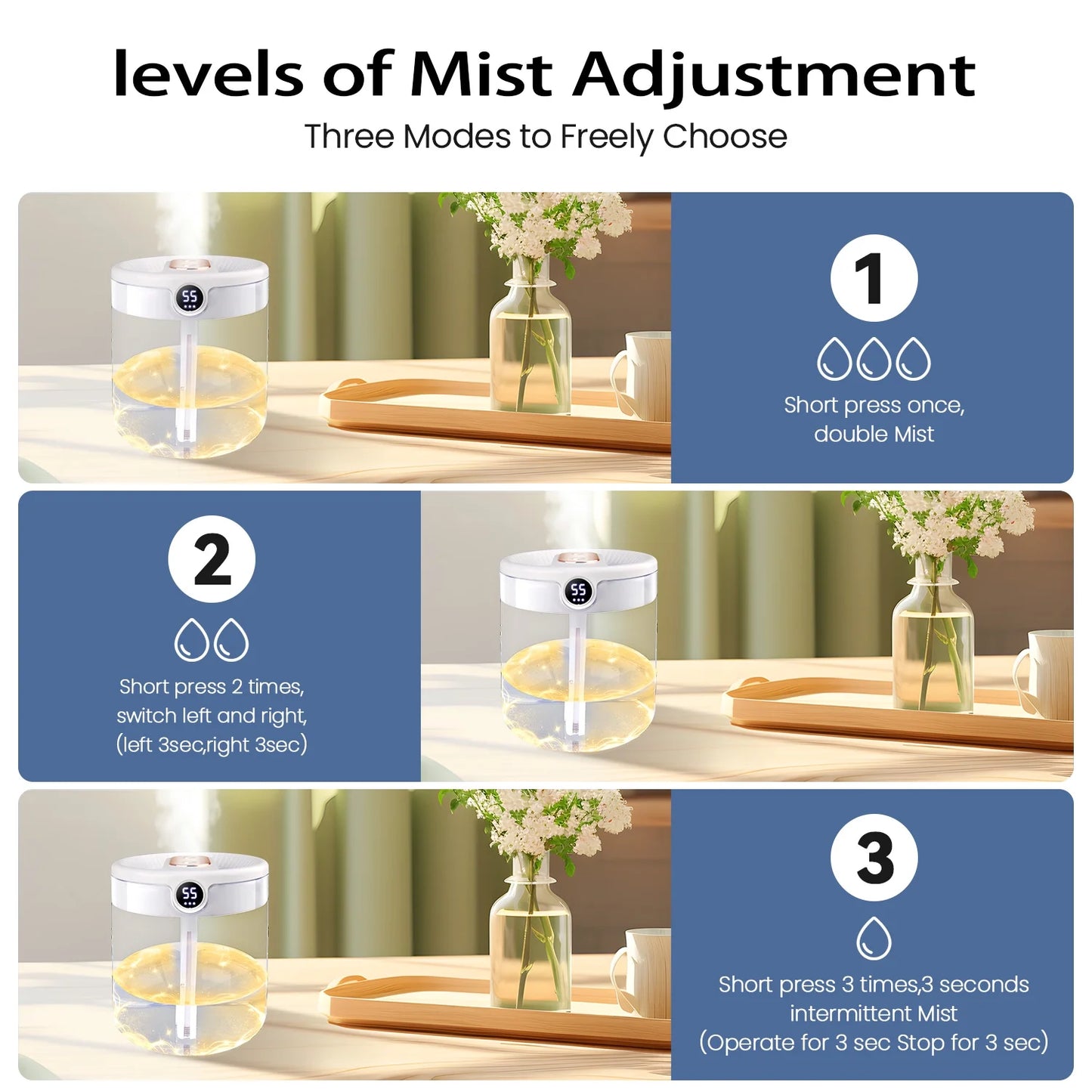 Humidifier for Room,Home Bedroom Baby Ultrasonic Top Fill Cool Mist Small Humidifier,White