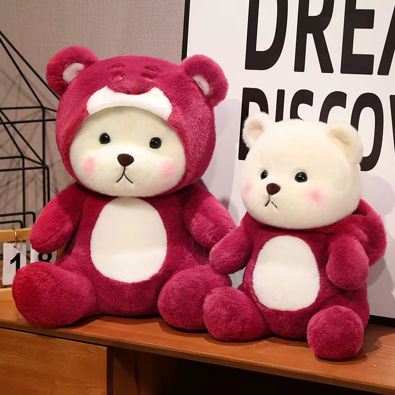 25-65Cm New Cosplay Teddytales Plush Toys Cute Cartoon Strawberry Bear Doll Teddy Bear Stuffed Animal Pillow Kids Birthday Gifts