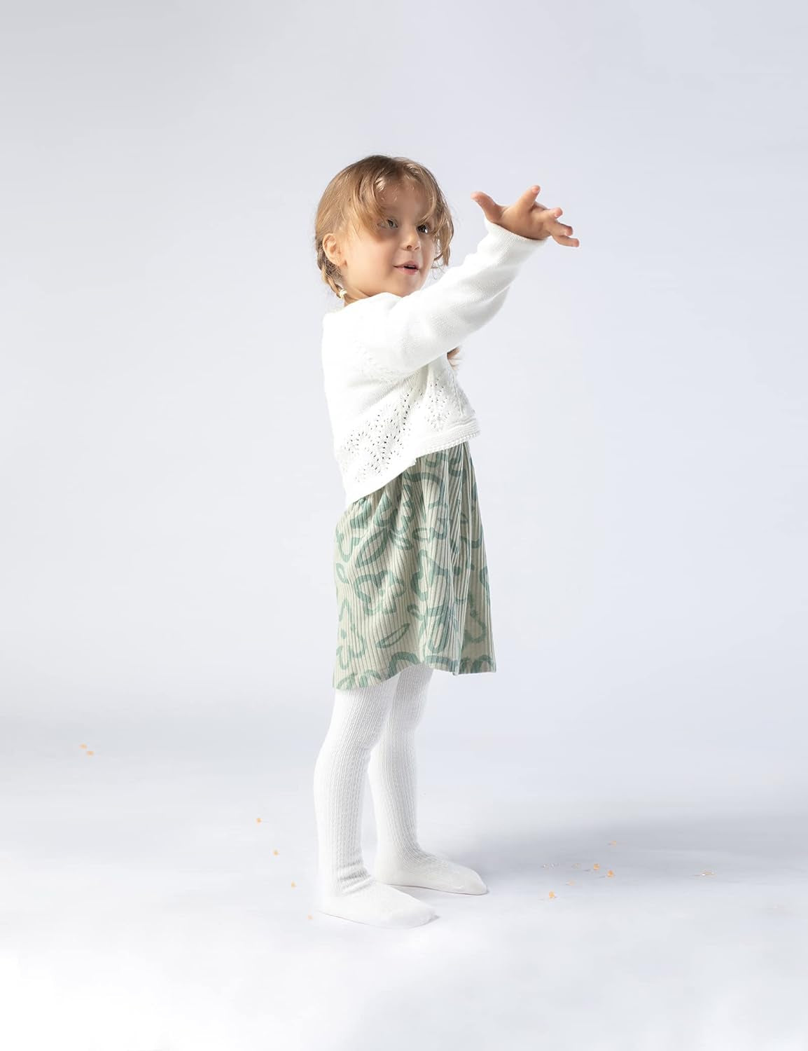 Baby Girls Cable Knitted Tights Infant Full-Footed Seamless Cotton Tights New-Born Girls Seamless Leggings