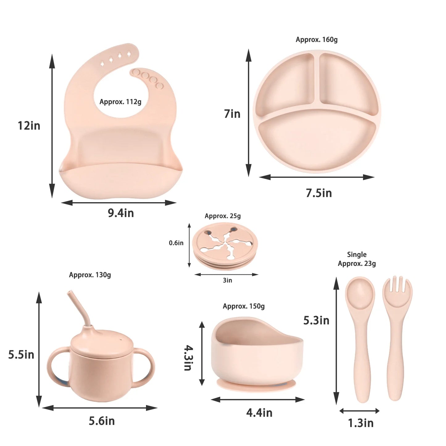 5Pack Silicone Baby Feeding Set, Baby Led Weaning Utensils Set, Baby Spoon and Fork, Pink