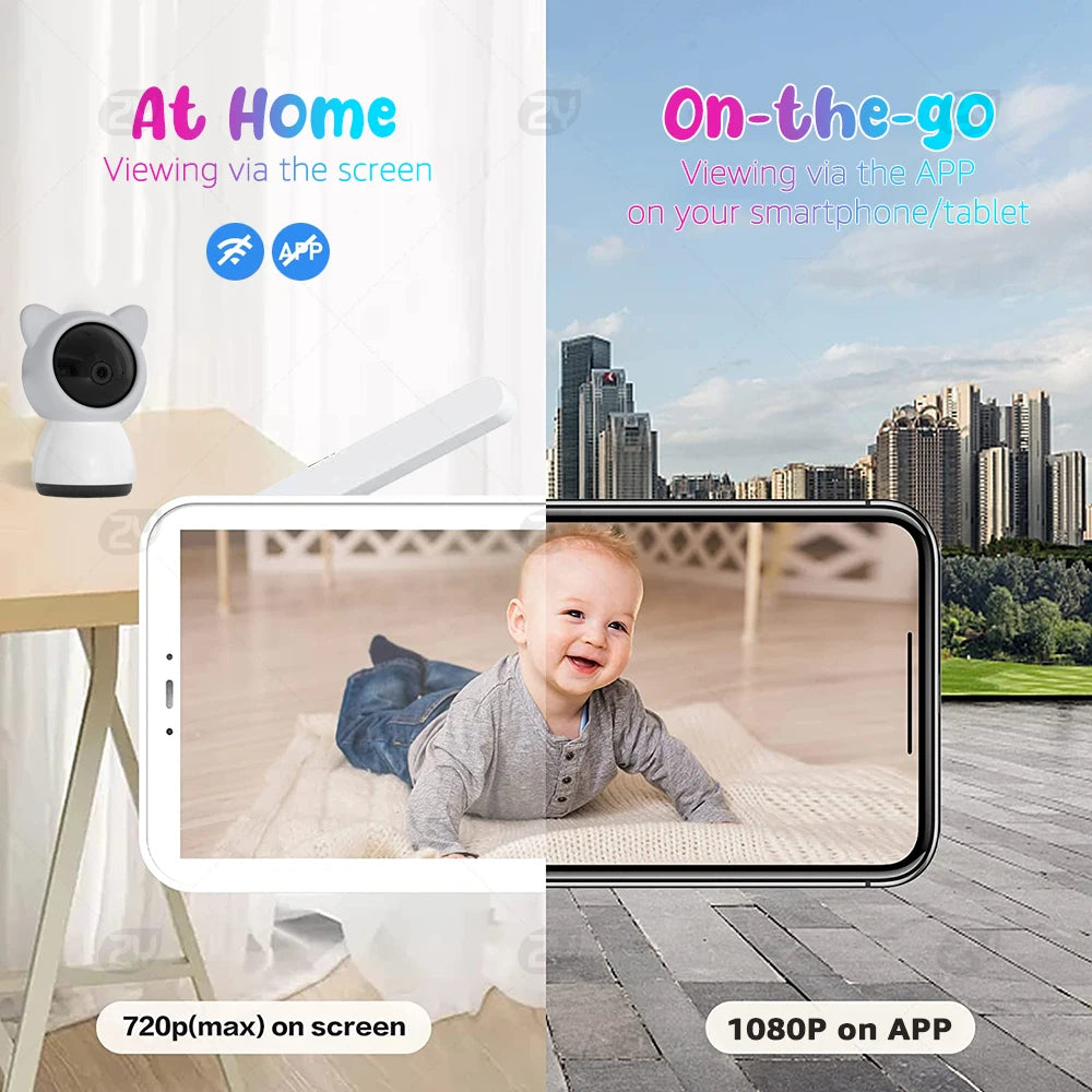 HD Wifi Baby Monitor with App,5-Inch 720P Display,Pan Tilt Zoom 1080P Baby Camera,Night Vision,2-Way Talk,3000Mah Battery,1000Ft