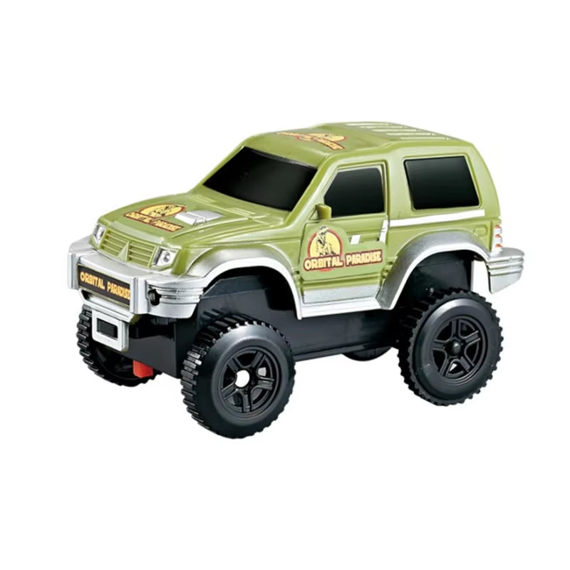 Dinosaur World Track Racing Track Toy Set Dinosaur Railway Toy Car Educational Bend Flexible Race Track Flash Light Car Toys Boy