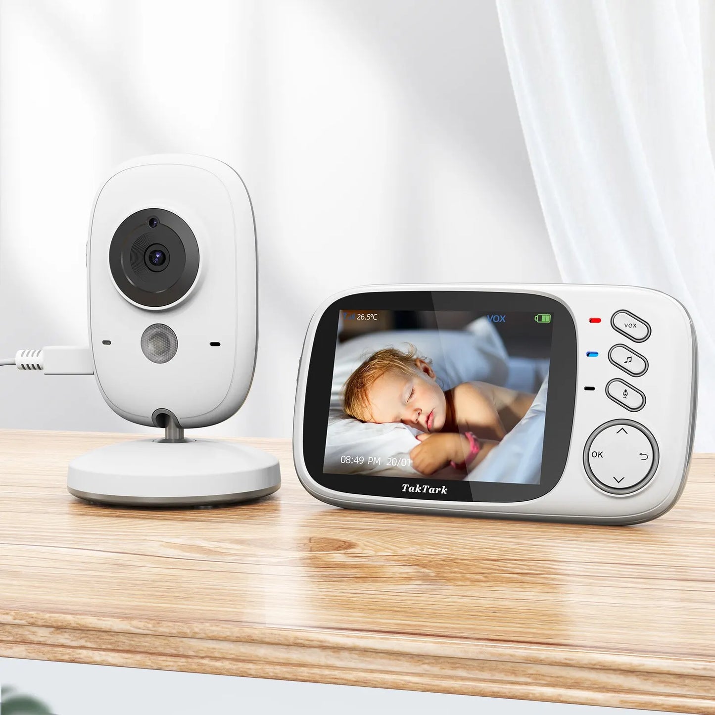 3.2 Inch Wireless Video Baby Monitor with Lullabies Auto Night Vision Two Way Intercom Temperature Monitoring Babysitter