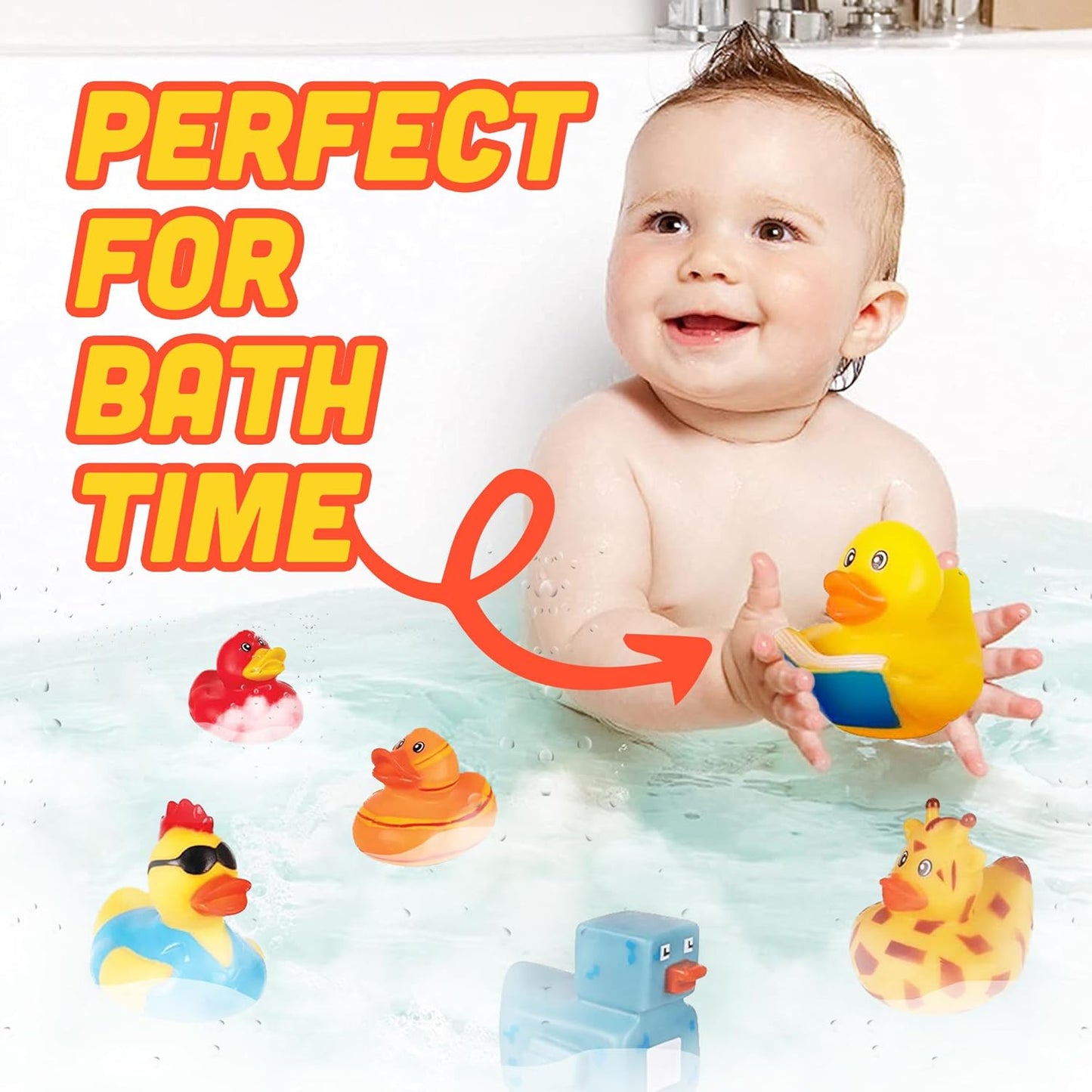 50-Pack Assorted Rubber Ducks Baby Bath Toys I Baby Shower Mini Rubber Ducks in Bulk I Baby Pool Jeep Ducks for Toddler Party Favors I Kids Infant Bathtub Toys Rubber Duckies I Baby Pool Birthday Gift