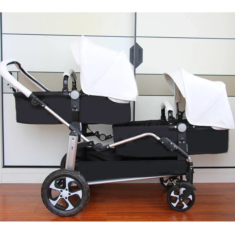 NEW Twins Baby Stroller 2 in 1,Poussette Double Jumeaux,Shell Double Stroller,Luxury Baby Carriage,Leather Stroller,Folding Pram