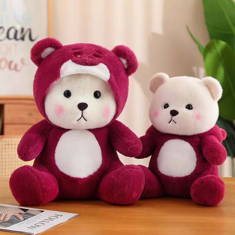 25-65Cm New Cosplay Teddytales Plush Toys Cute Cartoon Strawberry Bear Doll Teddy Bear Stuffed Animal Pillow Kids Birthday Gifts
