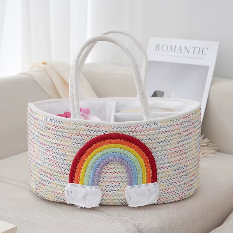 Multifunctional Travel Out Portable Mommy Bag Cotton Rope Diaper Bag Diaper Storage Bag Baby Diaper Storage Basket