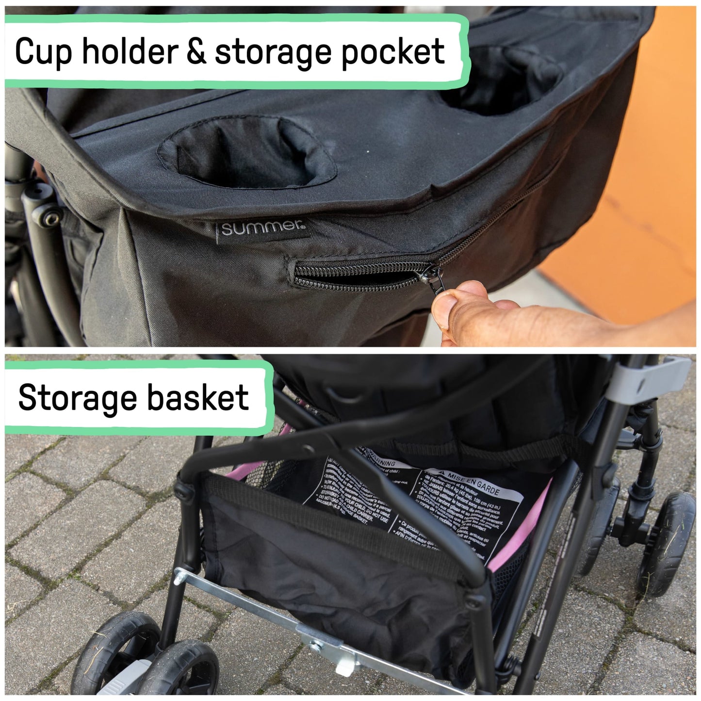 Summer by 3D Mini Lightweight Umbrella Stroller, Compact Fold, Recline, Canopy, up to 45 Pounds, Convenience Stroller for Travel, Pink