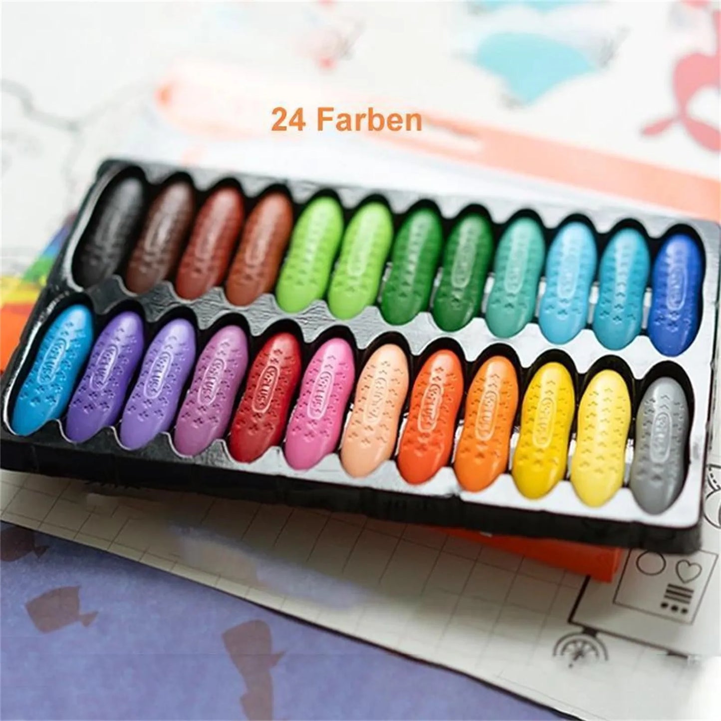 Colorful Peanut Crayons Washable Drawing Set Kids Wax Pencils Oil Pastels Children'S Paintbrush Gift Box Graffiti Doodle Toys