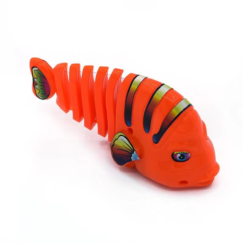 Cartoon Wind-Up Wiggle Fish Clockwork Toys Plastic Swing Fish Pet Cat Toy Funny Shower Toy Decompression Toys for Kids