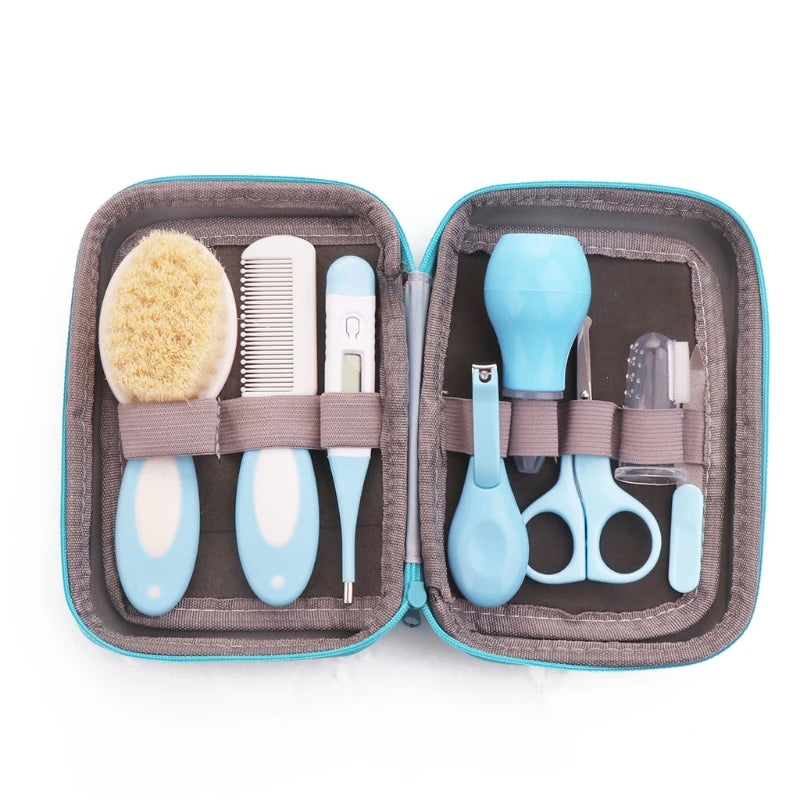Baby Grooming Kit Nail Clipper Comb Brush Nasal Aspirator Scissors Tweezer Finger Toothbrush Thermometer G99C