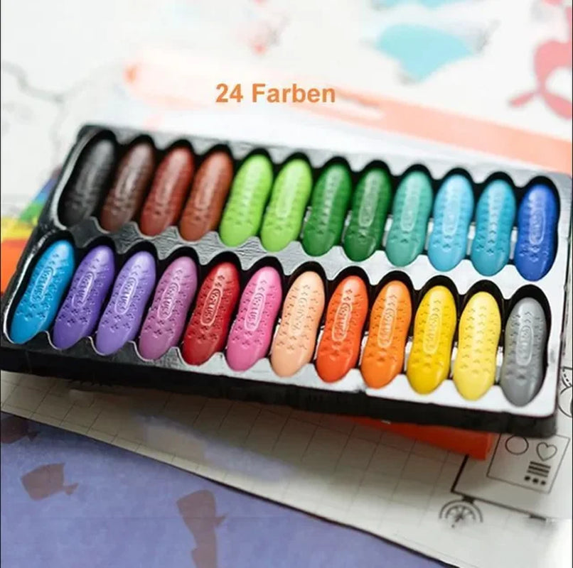 Colorful Peanut Crayons Washable Drawing Set Kids Wax Pencils Oil Pastels Children'S Paintbrush Gift Box Graffiti Doodle Toys