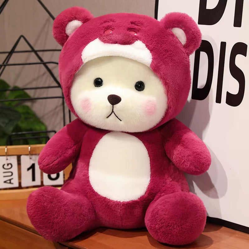 25-65Cm New Cosplay Teddytales Plush Toys Cute Cartoon Strawberry Bear Doll Teddy Bear Stuffed Animal Pillow Kids Birthday Gifts