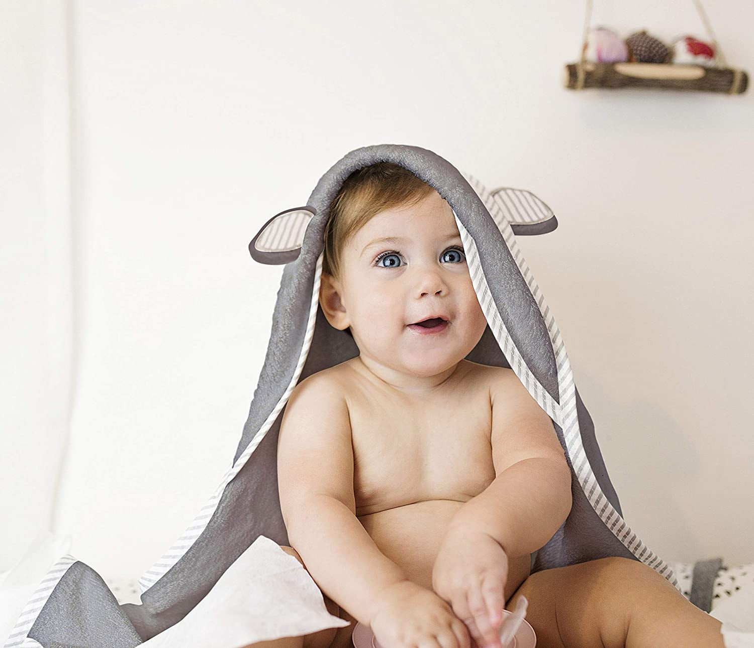 Towels for Newborn – Hooded Baby Towels, Baby Bath Towels Girl, Hooded Baby Towels Boy, Kids Bath Towels with Hood – Grey