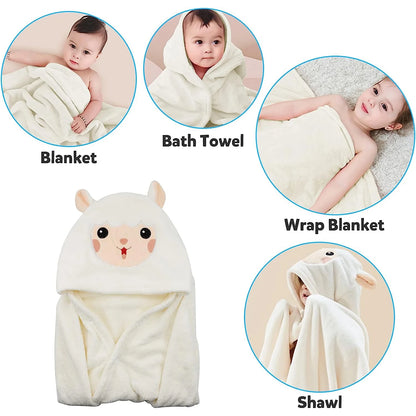 Baby Hooded Bath Towels, Baby Bath Bathrobe Blankets for Toddlers for Boys Girls, 28" X 55" (White)