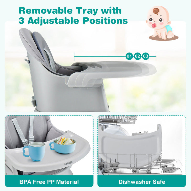6-In-1 Convertible Baby High Chair with Adjustable Removable Tray