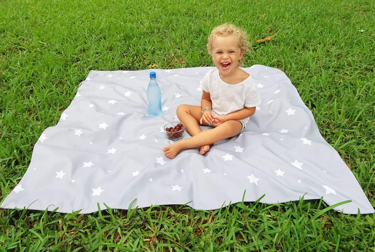 Splat Mat for under High Chair/Arts/Crafts,  Washable Baby Spill Mat Waterproof Anti-Slip Floor Splash Mat, Portable Play Mat and Table Cloth (Star, 51")