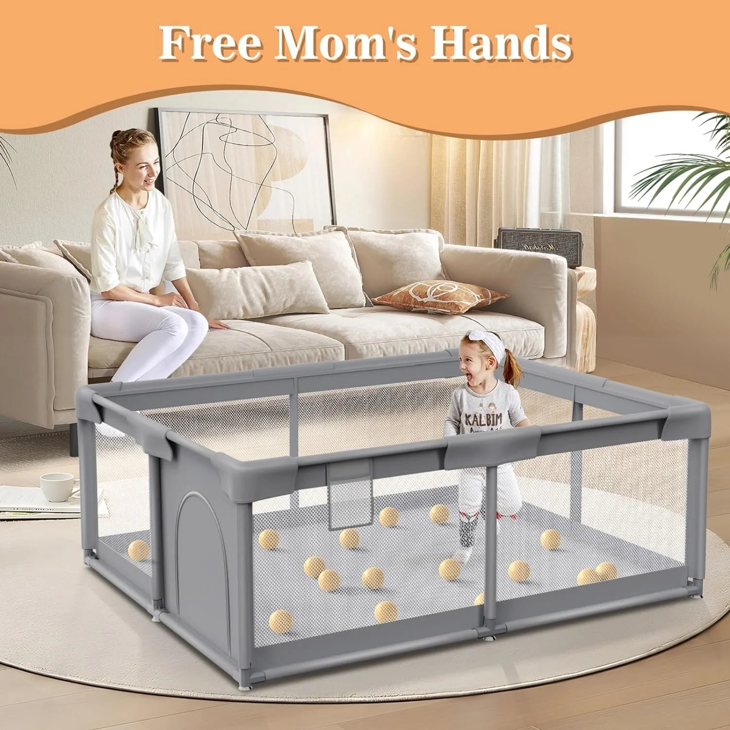 Baby Playpen, Playpen for Babies and Toddlers, Sturdy Safety Baby Play Yards Indoor & Outdoor, Play Pens for Babies and Toddlers, Baby Fence