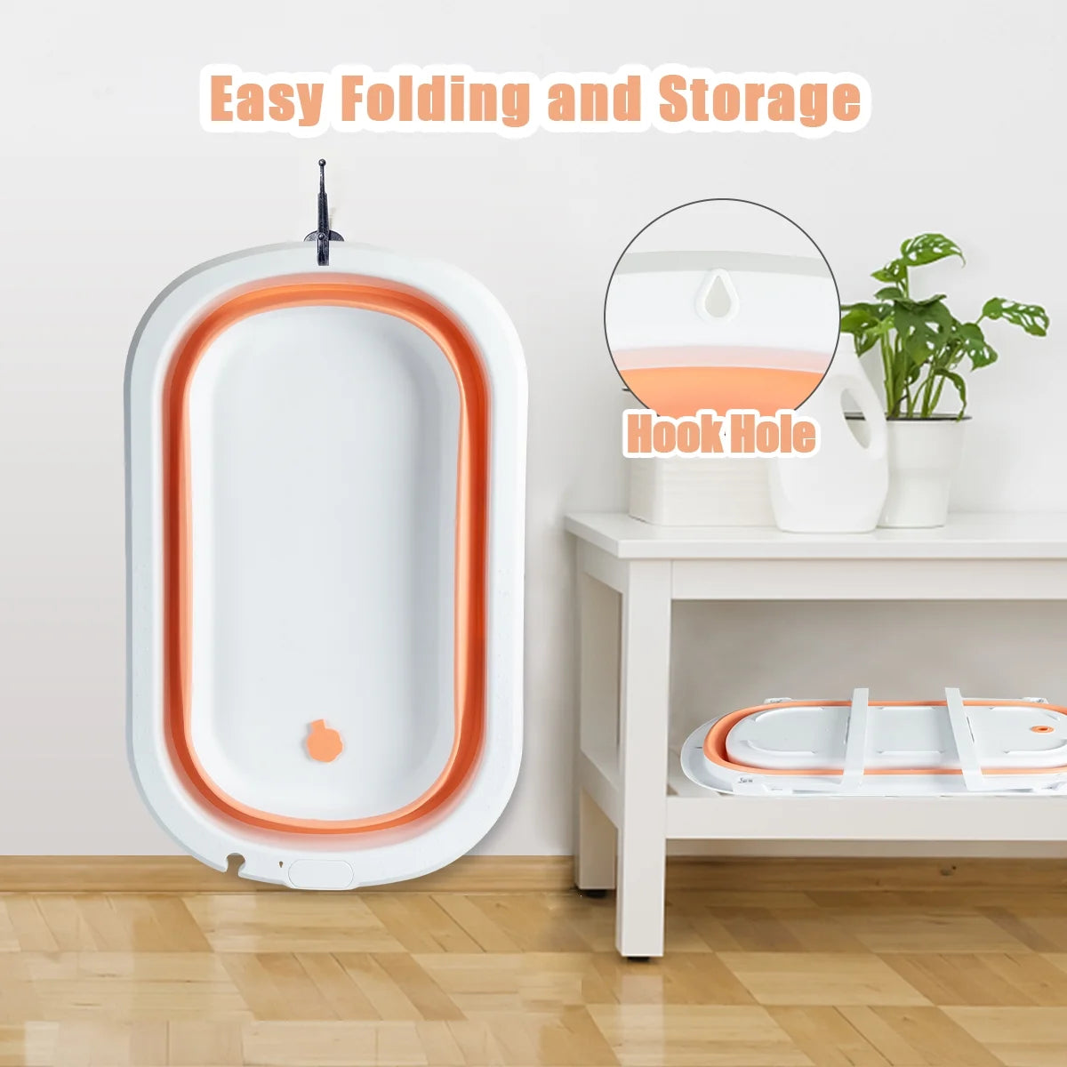 Foldable Baby Bath Tub with Toys, Portable Newborn Infant Bathtub, Pink+Floating Mat
