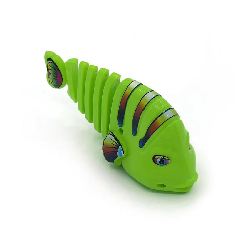 Cartoon Wind-Up Wiggle Fish Clockwork Toys Plastic Swing Fish Pet Cat Toy Funny Shower Toy Decompression Toys for Kids