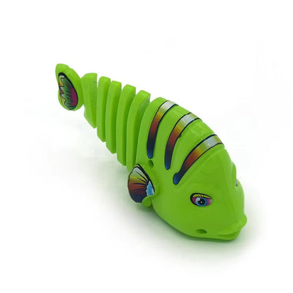Cartoon Wind-Up Wiggle Fish Clockwork Toys Plastic Swing Fish Pet Cat Toy Funny Shower Toy Decompression Toys for Kids