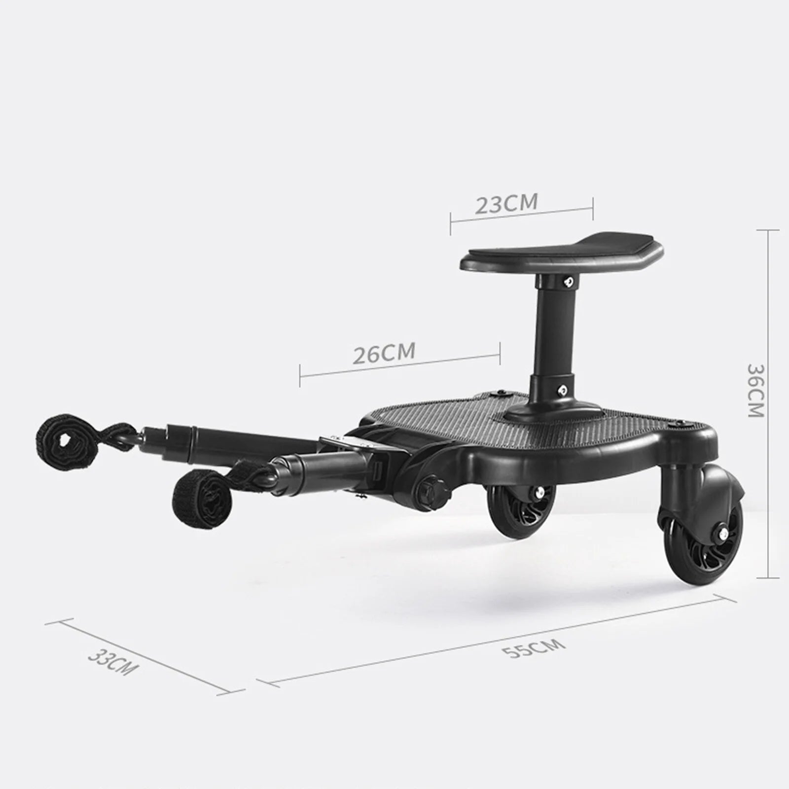 Universal Stroller Board 2 in 1 Stroller Ride Board Buggy Wheeled Board Seat Pedal Buggy Board with Seat Auxiliary Pedal Adapter Pushchair Connector Anti-Slip, Max Load 55Lbs
