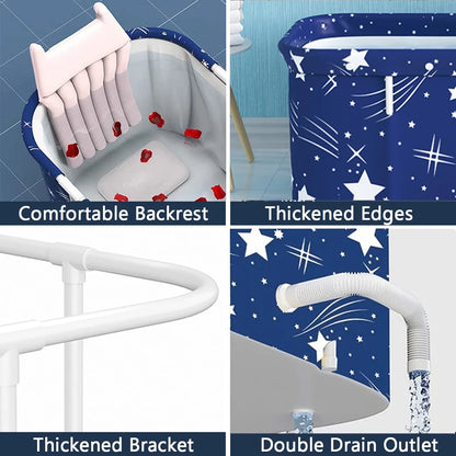 47In Portable Folding Bathtub Large Foldable Bathtub, Hot & Cold Soaking Bathtub, Starry Blue()