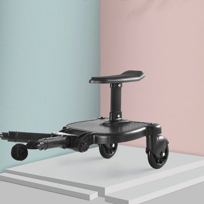 Universal Stroller Board 2 in 1 Stroller Ride Board Buggy Wheeled Board Seat Pedal Buggy Board with Seat Auxiliary Pedal Adapter Pushchair Connector Anti-Slip, Max Load 55Lbs