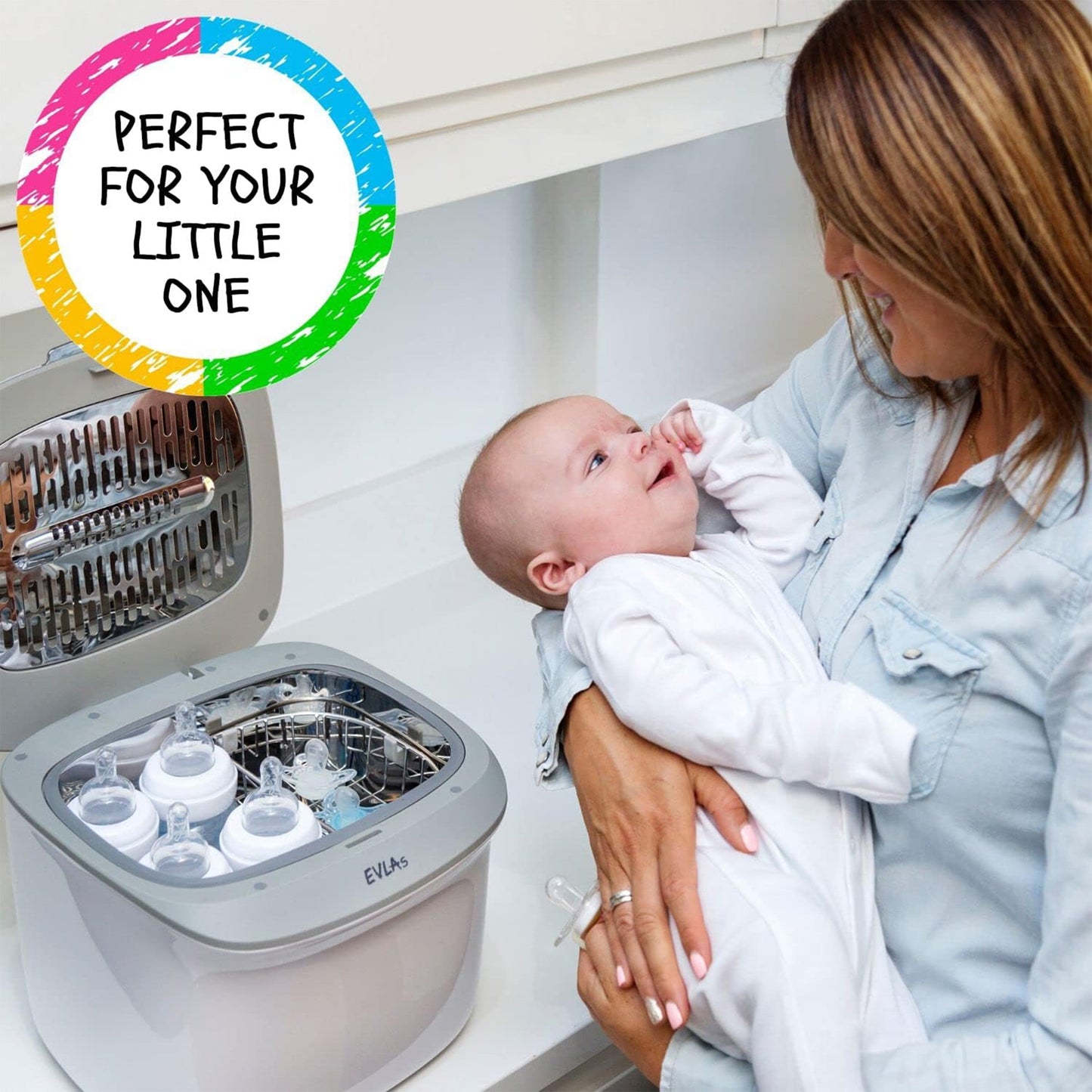 Baby Bottle 4-In-1 Sanitizer, Sterilizer - Sterilize, Disinfect, Dry, Store Feeding Bottles, Pacifiers, Breast Pump. Kills 99.9% Bacteria and Viruses in Minutes!