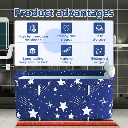 47In Portable Folding Bathtub Large Foldable Bathtub, Hot & Cold Soaking Bathtub, Starry Blue()