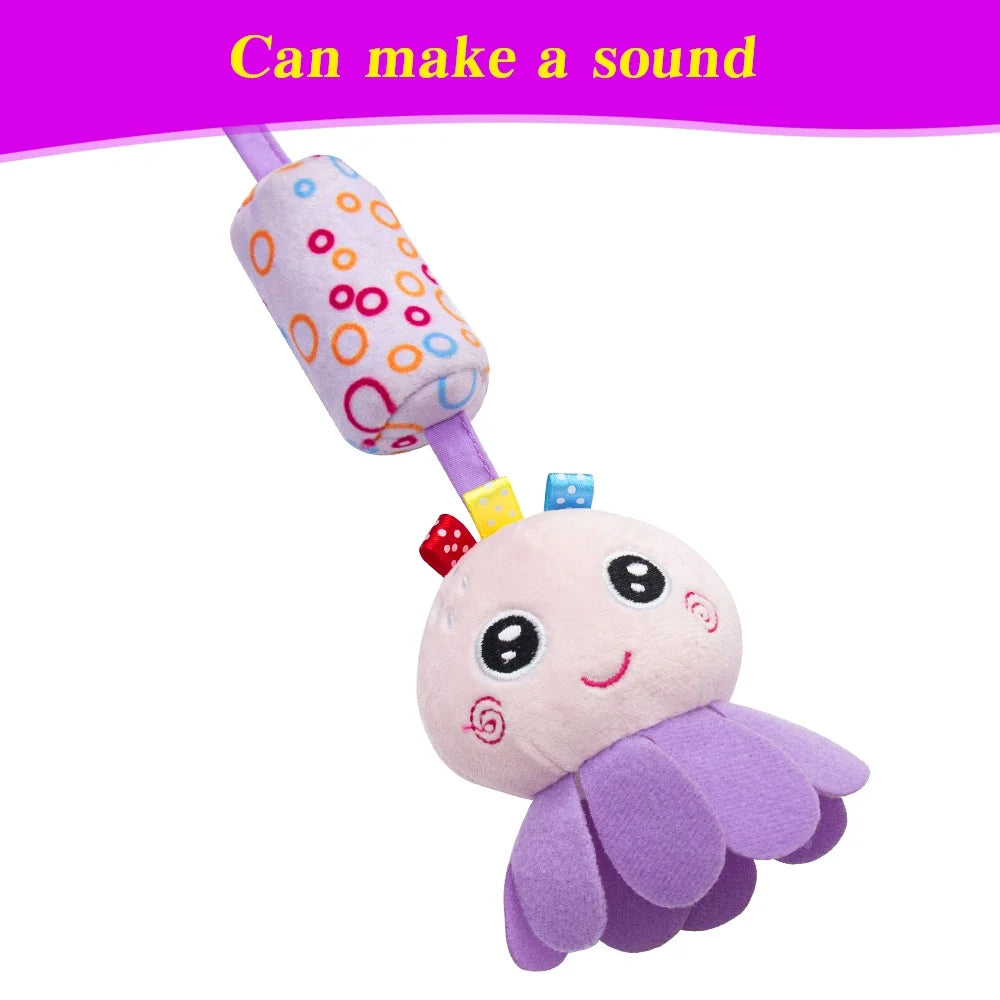 Baby Bassinet and Stroller Toy - Spiral Plush Hanging Toy with Teether for Indoor/Outdoor Use, 0+ Months