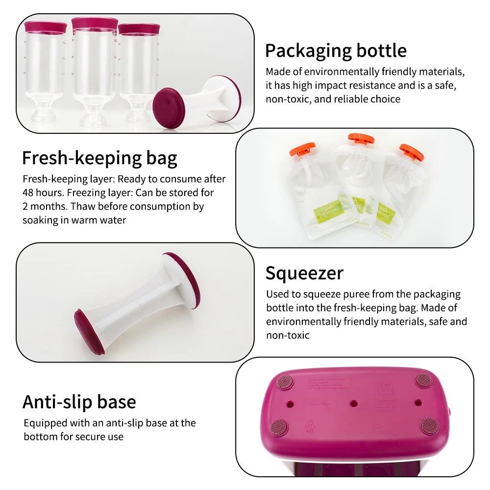 Squeeze Station Puree Pouches Maker, Homemade Baby Food Storage Containers, BPA Free
