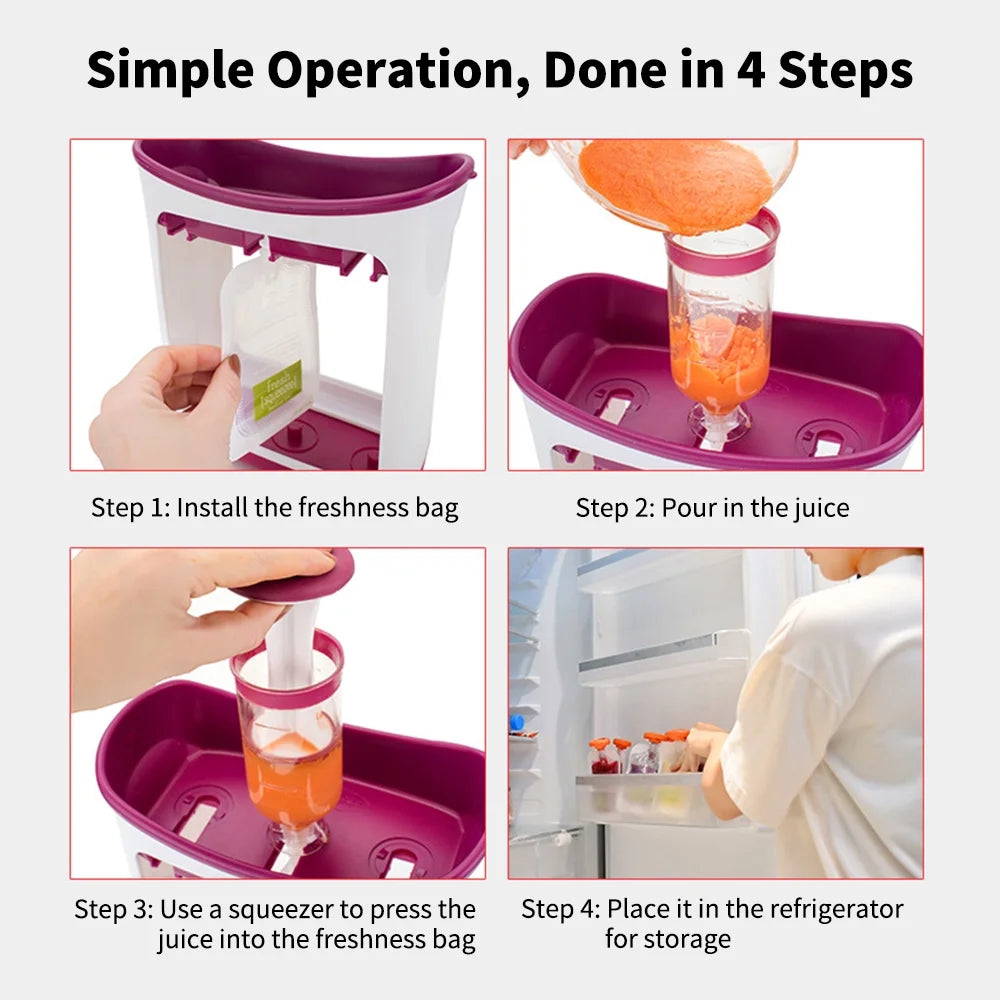 Squeeze Station Puree Pouches Maker, Homemade Baby Food Storage Containers, BPA Free