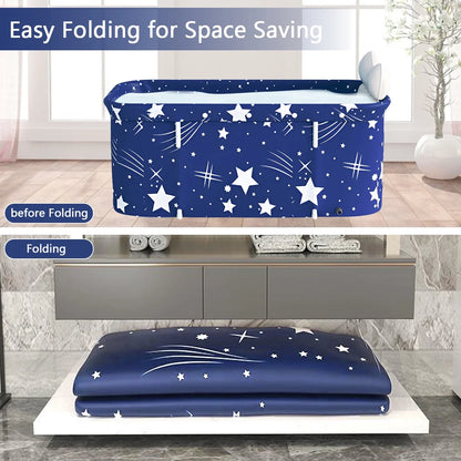 47In Portable Folding Bathtub Large Foldable Bathtub, Hot & Cold Soaking Bathtub, Starry Blue()